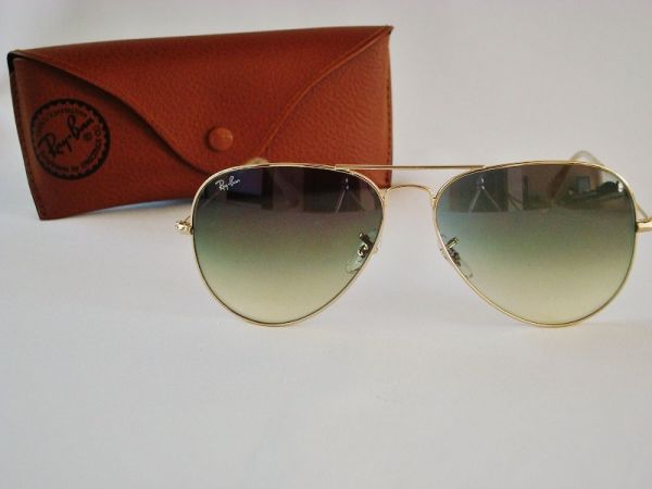 RB3026 Aviator Large Dourado c Verde Degrade 001/2F